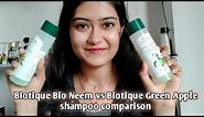 Biotique Neem vs Biotique Green Apple shampoo| Which is best?| under 150rs shampoo| The Beautifly