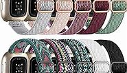 Dirrelo 10 Pack Elastic Band Compatible with Fitbit Sense Bands/Fitbit Sense 2 Bands/Versa 4 Bands/Fitbit Versa 3 Bands for Women Men, Stretchy Solo Loop Nylon Sport Strap for SmartWatch Replacement