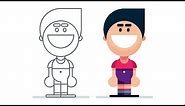 How to Draw a SIMPLE CARTOON PERSON Step by Step - Adobe Illustrator Tutorial