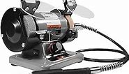 Performance Tool W50003 3-inch Portable Mini Bench Grinder and Polisher with Flexible Shaft and Accessories, 120W, 0-10000 RPM