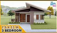 7.5x11m Simple House Design | 3 Bedroom | Pinoy Dream House