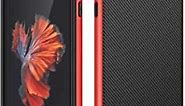 JETech Case for iPhone 6s Plus and iPhone 6 Plus, Slim Protective Cover with Shock-Absorption, Carbon Fiber Design, Red