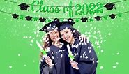 Green Glitter Class of 2022 Banner - No DIY, 10 Feet | Graduation Banner with Cap Garland | Graduation Decorations 2022 Green and Black | Class of 2022 Decorations, Graduation Party Decorations 2022
