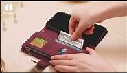 Casebus - Crossbody Flip Wallet Phone Case - Leather Magnetic Card Holder Zipper Lanyard Strap Cover