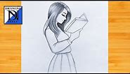 How to draw a girl reading a book | Drawing for beginners | Pencil drawing | simple drawings