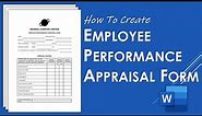 How to Create Employee Performance Appraisal Form in Word | Appraisal Template Design