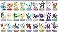 All 27 Types Eevee Evolutions - Eeveelutions | New Pokémon 2023 | Max S Animation