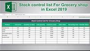 How to Create Stock Control List in Ms excel 2019 || Inventory Management in Ms Excel