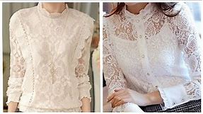 top 40 super stylish & glamorous white lace blouse designs ideas for women 2021-2022