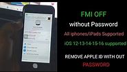 How to turn off Find my iphone FMI without password - sign out iCloud , open menu / Apple ID reset
