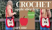 how to crochet an adorable apple slice crossbody bag! || part one of two
