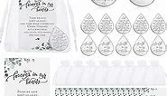 Ctosree 100 Sets Mini Tear Shaped Memorial Ornament Includes 100 Tear Drop Shaped Ornament Memorial Pocket Token 100 Funeral Prayer Cards and 100 Organza Bags for Funeral Sympathy Gifts(Greenery)