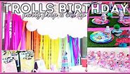 TROLLS 3RD BIRTHDAY PARTY | Decorations, gift bags, and food | Party prep & set up