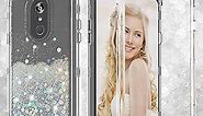 Galaxy Wireless Case for LG Stylo 4 / Stylo 4 Plus Case Hard Clear Glitter Sparkle Flowing Liquid Heavy Duty Shockproof Three Layer Protective Bling Cases for LG Stylo4 / Stylo4 Plus - Clear