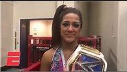Bayley celebrates winning Money in the Bank ladder match & the WWE women’s SmackDown championship