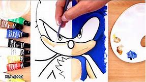 How to draw and paint SONIC vs. SHADOW (in one face) with Acrylic Paint