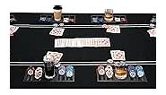 3 in 1 Poker Table Top, Texas Hold'em Poker Card Tabletop Layout with Reversible Black Felt, Foldable Poker Table Craps Mat with Cup Holders, Carrying Bag for Poker/Blackjack/Craps