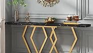 Tribesigns 70.9 Inch Extra Long Sofa Table，Black and Gold Console Table with Faux Marble Tabletop, Modern Long Entryway Table with Gold Frame