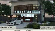 2 Bed + Study Garage Apartment House Plans Australia