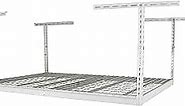 SafeRacks Overhead Garage Storage Rack, Heavy Duty Steel Ceiling Mount Storage Shelves with 500 lb Capacity, Adjustable, Garage Overhead Storage, Shelving, Ceiling Racks 4x6 White (24"-45")