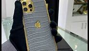 24k Gold iPhone 13 with Grey Crocodile Leather | 24k Gold Plated Apple iPhone 13 Pro & Pro Max