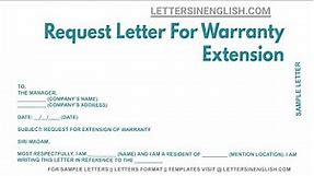 Request Letter For Warranty Extension - Sample Letter Requesting for Warranty Extension