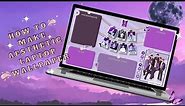 How to make an aesthetic laptop wallpaper | BTS edition (Purple Theme) | canva + pinterest