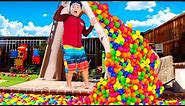 Alex and Eric Pretend Play Ball Pits Balls in the Swimming Pool