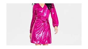 I.N.C. International Concepts Women's Long-Sleeve Sequin Wrap Family Matching Dress, Created for Macy's - Macy's
