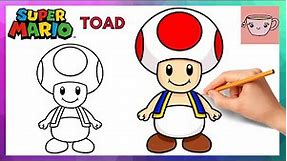 How To Draw Toad | Super Mario Bros | Cute Easy Step By Step Drawing Tutorial