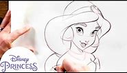 How to Draw Jasmine from Disney's Aladdin | Disney Princess