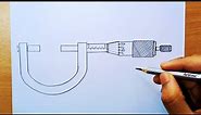 how to draw micrometer screw gauge diagram | screw gauge diagram | vernier micrometer diagram