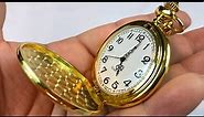 Classic Gold Hunter Case Pocket Watch with 14'' Chain Review