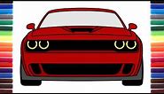 How to draw Dodge Challenger SRT Hellcat 2018 Front View