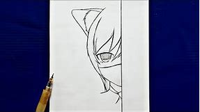How to draw a anime girl with cat ears | anime girl step by step | easy drawing for beginners