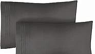 King Size Dark Grey Pillowcase Set, Extra Soft Hotel Quality - Machine Washable Bedding for Men, Women, Kids & Teens