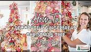 Gingerbread Christmas Tree Decorating Tutorial | Red and Cream Christmas Tree