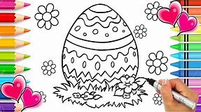 Easter Egg Coloring Page | Easter Coloring Book | Glitter Easter Egg Printable Rainbow Art