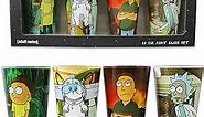 Just Funky Rick and Morty Pint Glass Set | Set of 4 16 oz Drinking Glasses | Featuring FeaturingRick, Morty, Jerry, and Snuffles | Home Deco | Collecive Glass | Anime | Officially Licensed
