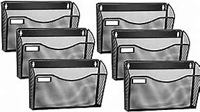samstar 6 Pack Mesh Wall Mounted File Holder Metal Wall File Pocket Mail Organizer for Office/Home(with Label Panel)