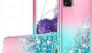 Gritup Galaxy S20 Case, Samsung S20 Phone Case with HD Screen Protector for Girls Women, Cute Clear Gradient Glitter Liquid TPU Slim Phone Case for Samsung Galaxy S20 Pink/Teal