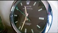 Rolex Milgauss dealer wall clock with sweeping hand