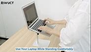 RIWUCT Laptop Stand for Desk, 8 Adjustable Height Aluminum Computer Stand, Ergonomic Laptop Riser Holder Sit to Stand Compatible with MacBook, Air, Pro and More 10"-16" Notebooks - Silver