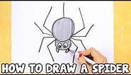 How to Draw a Spider - drawing tutorial for beginners or kids