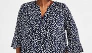 Style & Co Plus Size Printed Pintuck Blouse, Created for Macy's - Macy's