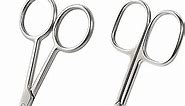 BEZOX Small Scissors 2 PCS Set - Nail Cuticle Scissors/Manicure Scissors Kit - Straight and Curved Blade Beauty Scissor for Beard/Mustache, Nose Hair, Ear Hair, Eyelashes and Eyebrow Trimming