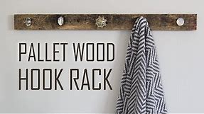 DIY | Farmhouse Pallet Wood Hook Rack for Towels, Clothes, & Bags!