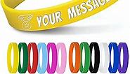 Personalized Silicone Wristbands Bulk with Text Message Custom Rubber Bracelets Customized Rubber Band Bracelets for Events, Motivation,Fundraisers, Awareness,Yellow