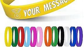 Personalized Silicone Wristbands Bulk with Text Message Custom Rubber Bracelets Customized Rubber Band Bracelets for Events, Motivation,Fundraisers, Awareness,Yellow