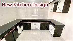 10x11 Size New Modular Kitchen Design // Rose Gold Profile Handle // Wooden Cabinets